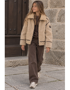 CAZADORA DE BORREGITO BEIGE/MARRON