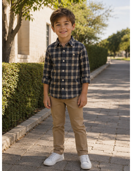 CAMISA CUADROS ANTRACITA/BEIGE