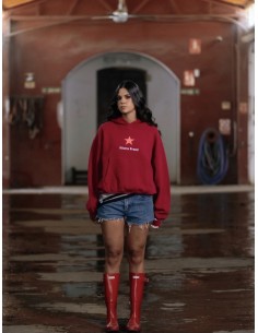 SUDADERA CAPUCHA VELVET STAR VINO/NARANJA FLUOR 2