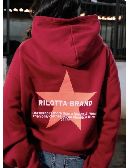 SUDADERA CAPUCHA VELVET STAR VINO/NARANJA FLUOR