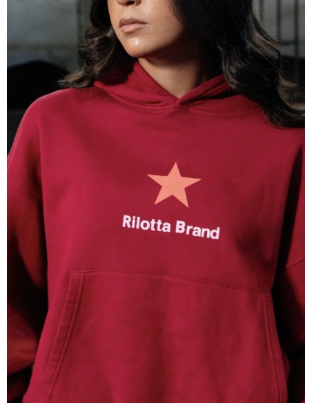 SUDADERA CAPUCHA VELVET STAR VINO/NARANJA FLUOR