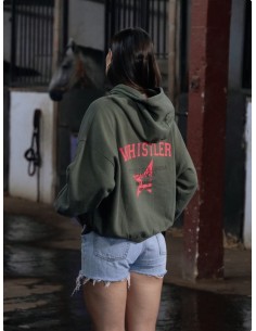 SUDADERA VERDE Y NARANJA FLUOR CAPUCHA