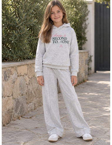 SUDADERA GRIS CAPUCHA SECOND TO NONE 