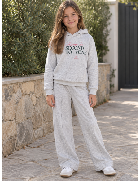 SUDADERA GRIS CAPUCHA SECOND TO NONE 