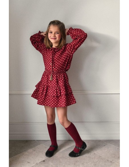 FALDA/SHORT GRANATE FLOR