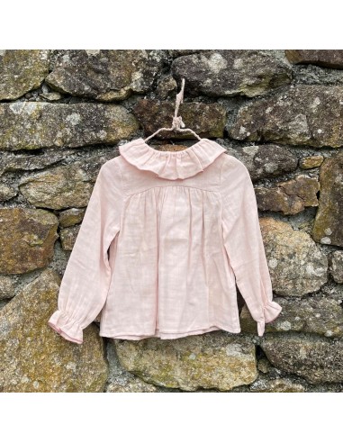 BLUSA CUELLO VOLANTE ROSA  