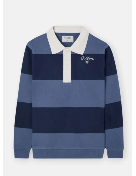 SUDADERA CUELLO-POLO RAYA ANCHA MARINO
