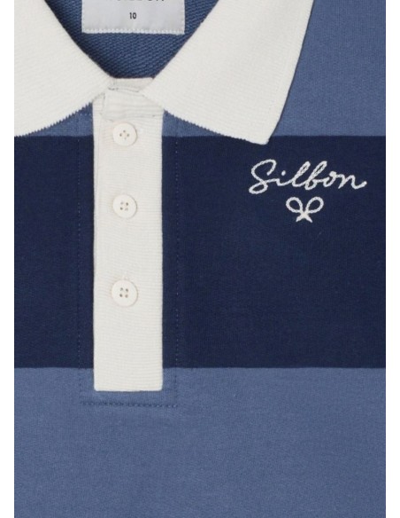 SUDADERA CUELLO-POLO RAYA ANCHA MARINO