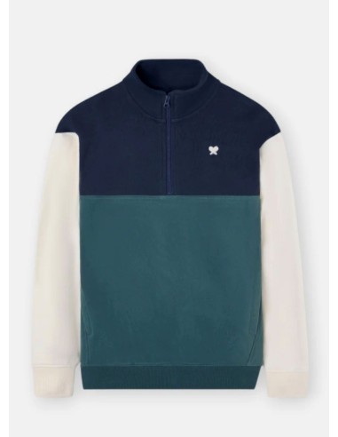SUDADERA MEDIA CREMALLERA BLOQUES VERDE