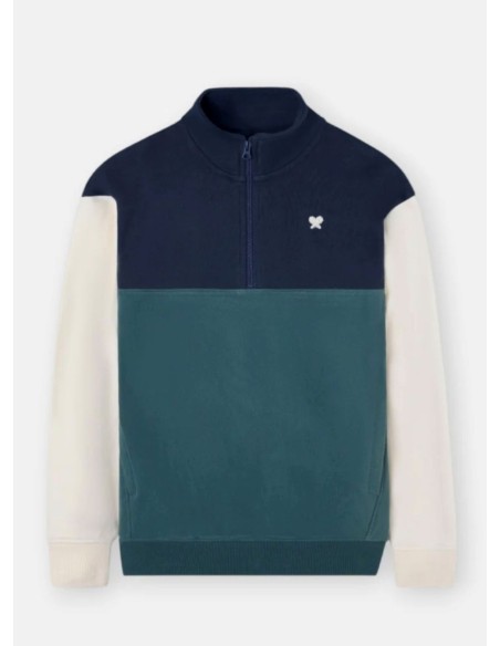 SUDADERA MEDIA CREMALLERA BLOQUES VERDE