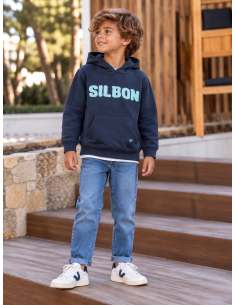 SUDADERA CAPUCHA PARCHE CONTRASTE MARINO