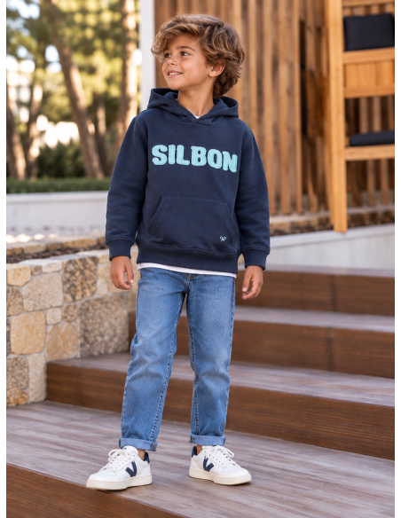 SUDADERA CAPUCHA PARCHE CONTRASTE MARINO