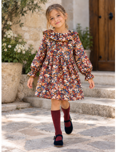 VESTIDO FLORES CANELA 