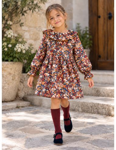VESTIDO FLORES CANELA 