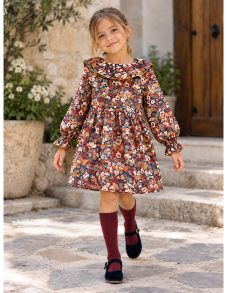 VESTIDO FLORES CANELA 