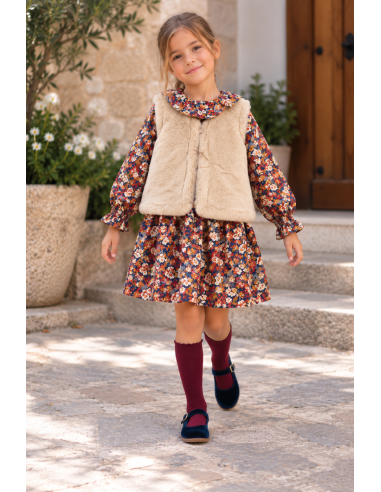 VESTIDO FLORES CANELA 