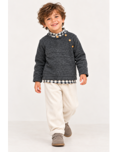 JERSEY ANTRACITA+CAMISA VICHY+PANTALON 