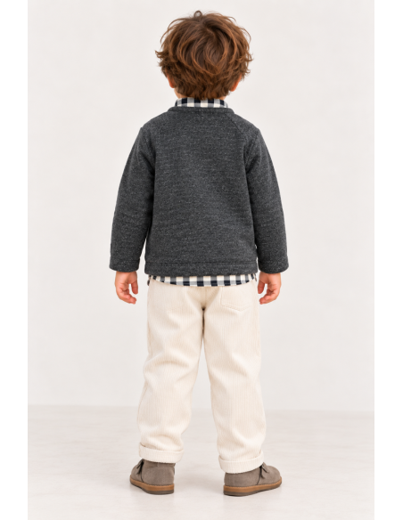JERSEY ANTRACITA+CAMISA VICHY+PANTALON 