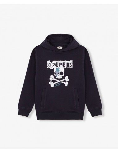 SUDADERA CAPUCHA MARINO CON CALAVERA Y LETRAS