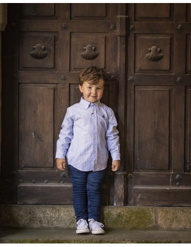 CAMISA RAYAS AZULES CON LOGO MARINO 