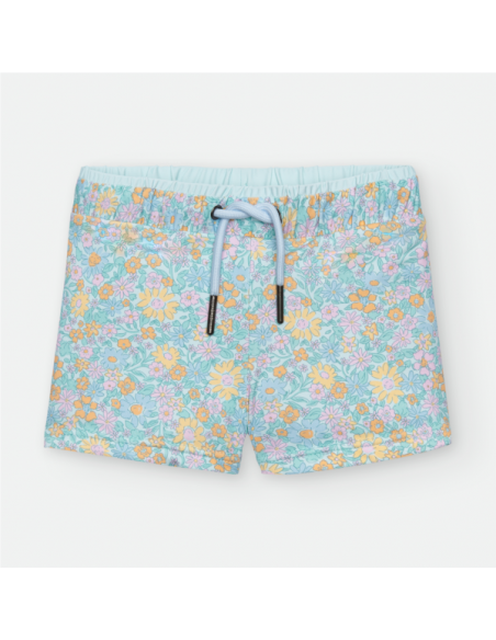 BAÑADOR BOXER FLORES VERDE AGUA