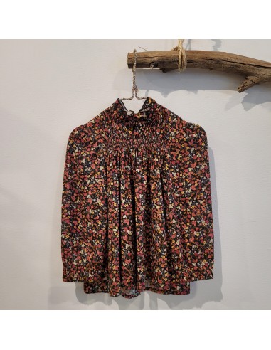 BLUSA FLORES GRANATES CON FRUNCE 