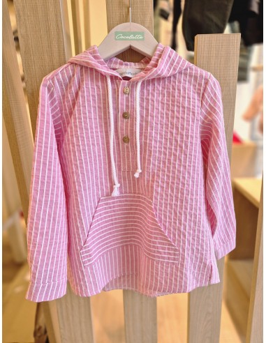 CAMISA CAPUCHA RAYAS ROSAS 