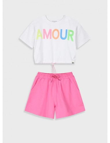 CAMISETA AMOUR+SHORT ROSA 