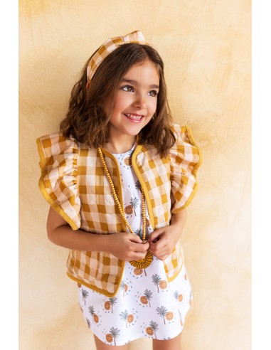 CHALECO CUADROTES MOSTAZA