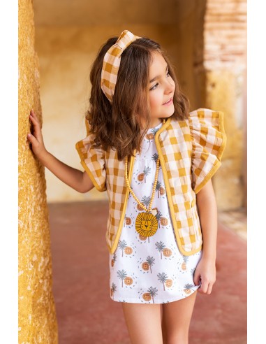 CHALECO CUADROTES MOSTAZA