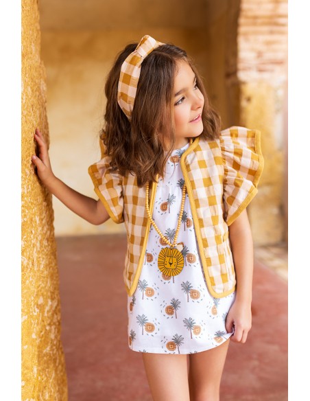 CHALECO CUADROTES MOSTAZA