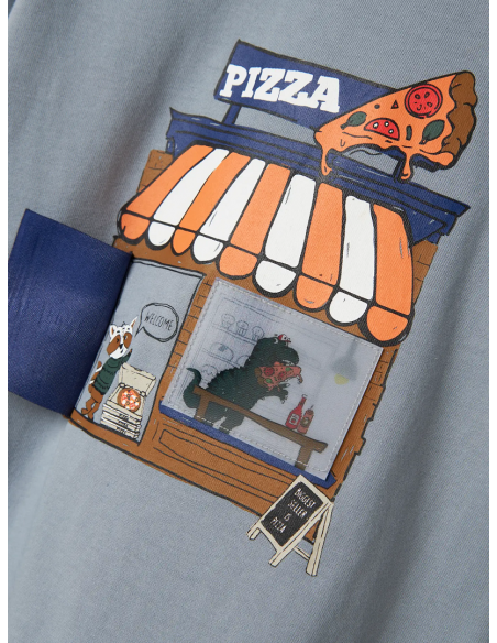 CAMISETA  PIZZA  AZUL