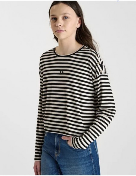 CAMISETA RAYAS CRUDO Y NEGRO